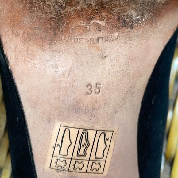 Prada Women's Black Suede Pumps Vintage Leather Soles Sz 35 - Picture 14 of 14